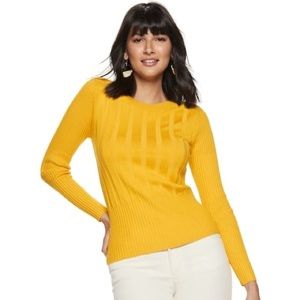 Nine West fitted mustard ribbed sweater